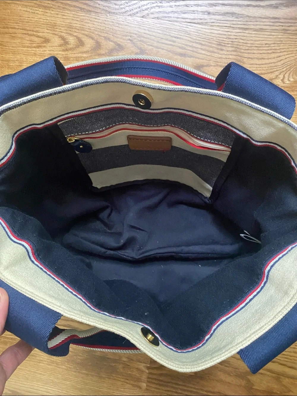 Tommy Hilfiger canvas tote bag weekender shopper stripe travel beach rugby large